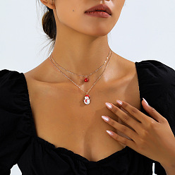 Снежинка Рождественские двухслойные ожерелья с подвеской-колокольчиком из железа, сплава и смолы, белые, золотые, снежинка, 14.57 дюйм (37 см), кулон: 29x17 мм & 8 мм