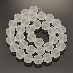 Clear Frosted Transparent Round Glass Beads Strands, Clear, 12mm, Hole: 1mm, about 33pcs/strand, 15 inch