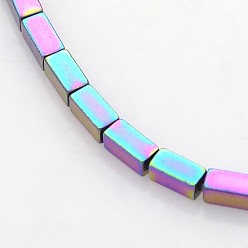 Rainbow Plated Electroplate Non-magnetic Synthetic Hematite Cuboid Beads Strands, Rainbow Plated, 4x2x2mm, Hole: 1mm, about 98pcs/strand, 15.7 inch