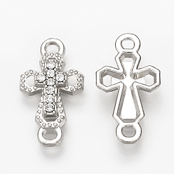 Платина Соединители звеньев сплава горный хрусталь, крестик, платина, 21x11x3 мм, отверстие : 1 мм