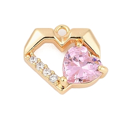 Золотой Латунные микро проложить кубического циркония прелести, сердце, золотые, 12.5x14.5x4.5 мм, отверстие : 1.2 мм
