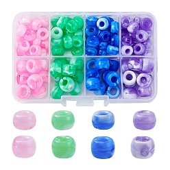 Mixed Color 8 Style Acrylic European Beads, Imitation Gemstone, Large Hole Beads, Rondelle, Mixed Color, 9~11mm, Hole: 4~5mm