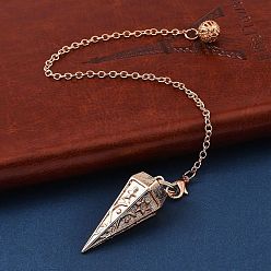 Розовое Золото Стойка гальваническое покрытие латунный конус биолокационный маятник подвески, с цепочкой и застежками-карабинами, розовое золото , 233 мм, отверстие : 2 мм