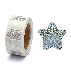 Белый Лазерные самоклеящиеся бумажные наклейки, подарочная бирка, для партии, декоративные подарки, звезда, белые, 25x26 мм, 500 шт / рулон