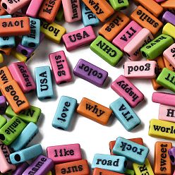 (52) Непрозрачная лаванда Непрозрачные акриловые бусины, прямоугольник со случайной буквой, разноцветные, 7.5x14.5x4.5 мм, отверстие : 3 мм, Около 1111 шт / 500 г