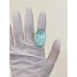 Бледно-бирюзовый Овальные прозрачные кольца из смолы, бледные бирюзовая, внутренний диаметр: 17 мм