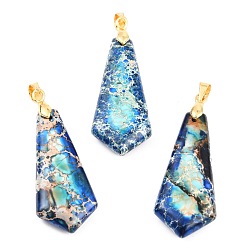 Синий Кулоны из натуральной императорской яшмы, с медными петлями, воздушный змей, окрашенные, синие, 42x15.1x5.8 мм, отверстие : 4.7x4 мм