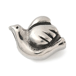 Птица 304 из нержавеющей стали европейские шарики, бусины с большим отверстием, птица, 12x12x9 мм, отверстие : 4 мм