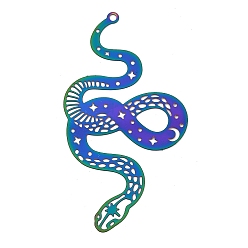 Rainbow Color 201 большие подвески из травленого металла из нержавеющей стали, очарование змеи, Радуга цветов, 60x32x0.4 мм, отверстие : 1.8 мм