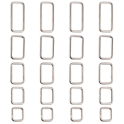 Platinum Iron Bag Accessories, Rectangle Ring, Platinum, 26pcs/set
