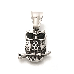 Реактивный Самолет 304 подвески из нержавеющей стали, со стразами, античное серебро, очарование совы, струя, 19.5x17x4 мм, отверстие : 7.5 мм