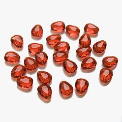 Красный Имитация Австрийские кристаллические шарики, класс AAA, граненые, слеза, оранжево-красный, 8x6x3.5 мм, отверстие : 0.7~0.9 мм