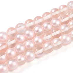 Розовый Запекание окрашенные прозрачные стеклянные бусины нити, круглые, два тона, туманная роза, 8~8.5 мм, отверстие : 1 мм, около 103~107 шт / нитка, 30.71~32.28 дюйм (78~82 см)