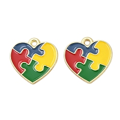 Разноцветный Подвески из эмали и сплава, головоломка, золотые, красочный, 17x17x1 мм, отверстие : 1.6 мм