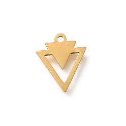 Треугольник 304 прелести нержавеющей стали, лазерная резка, реальный 18 k позолоченный, треугольные, 12x10x1 мм, отверстие : 1.2 мм