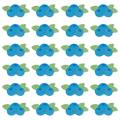 Светло-Синий 24 шт. черничных компьютеризированных вышитых наклеек на ткань для термоприклеивания/пришивания, аксессуары для костюма, аппликация, голубой, 27.5x57x1.5 мм