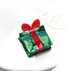 Зеленый Подарочная коробка, заколки для волос из ацетата целлюлозы (смола), аксессуары для волос для девочек и женщин, зелёные, 44x38 мм