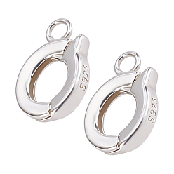 Серебро Стерлингового серебра Twister застежками, овальные, серебряные, 10.4x7.3 мм, отверстие : 1.5 мм