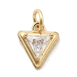 Треугольник Латунные микро проложить кубического циркония подвески, долговечный, стойки покрытие, без свинца и без кадмия, реальный 18 k позолоченный, с целью перехода в кольце, треугольные, 11x9.5x4.5 мм