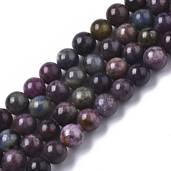 Смешанные камни Натуральный красный корунд / рубиновый и сапфировый бисер, круглые, 6.5 мм, отверстие : 1 мм, около 60 шт / нитка, 15.16 дюйм (38.5 см)