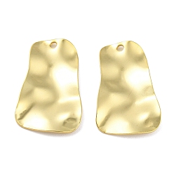 Real 18K Gold Plated Rack Plating Eco-Friendly Brass Pendants, Cadmium Free & Lead Free, Textured Trapezoid Charm, Real 18K Gold Plated, 23x14.5x2.5mm, Hole: 1.2mm