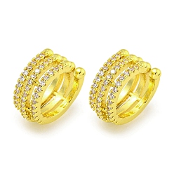 Настоящее золото 18K Серьги-манжеты из циркония, реальный 18 k позолоченный, 16.5x6 мм