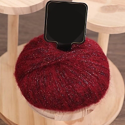 Темно-Красный Мохеровая блестящая пряжа, для ткачества, вязание крючком, темно-красный, 1.5~2 мм, около 25г/моток