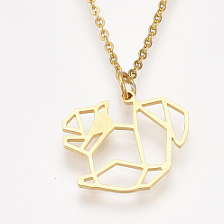 Золотой 201 подвесные из нержавеющей стали ожерелья, с кабельными цепями, белка, золотые, 17.5 дюйм ~ 17.9 дюйм (44.5~45.5 см), 1.5 мм, Белка: 17.5x20x1 мм