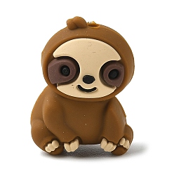 Sloth Силиконовые бусины, коричневые, фокусные бусы, леность, 30x22x17.5~18 мм, отверстие : 2 мм