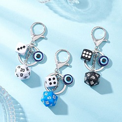 Платина 3шт. глаз с брелками idice ron, смолой подвесками, подвески из непрозрачного акрила и 304 соединительные кольца из нержавеющей стали, платина, 90 мм