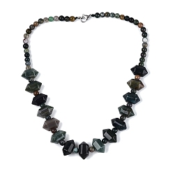 Indian Agate Natural Indian Agate Round & Cone Beaded Necklaces, with Stainless Steel Clasps, 18.50 inch(47cm)~19.49 inch(49.5cm)