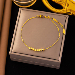 Cube Браслеты из сплава нержавеющей стали с подвесками, украшения для женщин, золотые, кубические, 7-7/8 дюйм (200 мм)