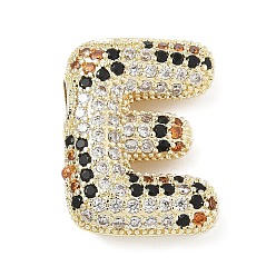 Letter E Латунные микро проложить кубического циркония подвески, долговечный, стойки покрытие, письмо амулеты, реальный 18 k позолоченный, Письмо E, 21x16x7 мм, отверстие : 5.2x3 мм