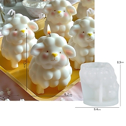 Blanc Moules à bougies en silicone de qualité alimentaire, mouton, bricolage, pour la fabrication de bougies, blanc, 9.4x7.2x8.9 cm