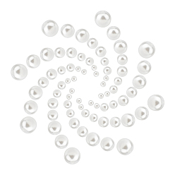 White Imitation Pearl Acrylic Beads, Dyed, Round, White, 4~12mm, Hole: 1~2.7mm, 800pcs/set