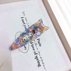 Средний Фиолетовый Заколки для волос из кожи аллигатора в форме кошки из ацетата целлюлозы (смола), аксессуары для волос для девочек женщин, средне фиолетовый, 73 мм