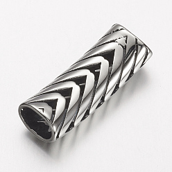 Antique Silver 304 Stainless Steel Slide Charms, Rectangle with Arrows, Antique Silver, 42.5x15x11mm, Hole: 7x12mm