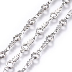 Нержавеющая Сталь Цвет Устойчивы к потускнению 304 цепи из нержавеющей стали, пайки, елочка, цвет нержавеющей стали, 14x5x1.5 мм