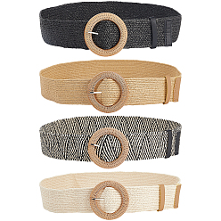 (52) Непрозрачная лаванда 4 шт. 4 цветные плетеные ремни из соломы с пряжками из полипропилена и пластика, разноцветные, 1000x46.5x2.5 мм, 1 шт / цвет