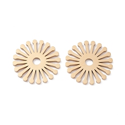 Настоящее золото 24K Ионное покрытие (ip) 316 хирургические подвески из нержавеющей стали, цветок, реальный 24 k позолоченный, 15.5x1 мм, отверстие : 2.5 мм