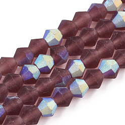 Индийский Красный Имитируют нити бус из матового стекла из австрийского хрусталя, класс АА, граненые, Индийская красная, 3.5~3.8x3 мм, отверстие : 0.8 мм, около 107~110 шт / нитка, 32.5~34 см