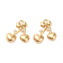 Настоящее золото 18K Латунные микро проложить кубического циркония подвески, без кадмия, без никеля и без свинца, вишня, реальный 18 k позолоченный, 16x15x5 мм, отверстие : 1.6 мм