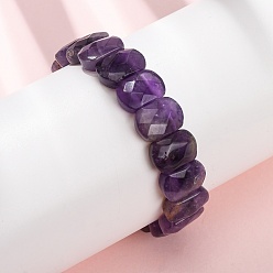 Аметист Эластичные браслеты из натуральных аметистовых бусин, унисекс., овальные, бусины : 14x10x5 мм, внутренний диаметр: 2.17 дюйм (5.5 см)