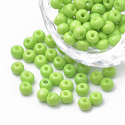 Зеленый лайм Fgb 6/0 краска для выпечки стеклянный бисер, круглые, зеленый лайм, 4~4.5x3 мм, отверстие : 1~1.2 мм, около 4500 шт / упаковка, о 450 г / мешок