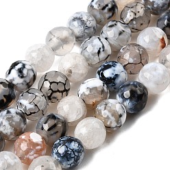 Natural Agate Natural Agate Bead Strands, Round, Faceted, Dyed & Heated, Grade A, 8mm, Hole: 1mm, about 47pcs/strand, 15 inch(38.1cm), 4strands/box