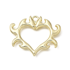 Golden Aluminium Anhänger & Charms, Flammenherz-Anhänger, golden, 28x34x3 mm, Bohrung: 2.5 mm