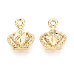Crown Латунь прелести, долговечный, без никеля , реальный 18 k позолоченный, корона, 12x9.5x3 мм, отверстие : 1.4~1.5 мм
