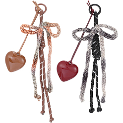 (52) Непрозрачная лаванда 2 шт. 2 цветной бант из полиэстера подвесное украшение, с подвеской в виде сердца из смолы, для украшения сумки, разноцветные, 240x80x21 мм, 1 шт / цвет