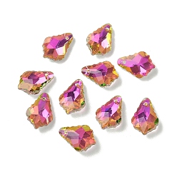 Средний Фиолетово-красный AB цвет гальваническим Гальваническим стеклянные подвески, граненые, лист, средне фиолетовый красный, 16x11x6 мм, отверстие : 1 мм