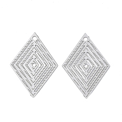 Нержавеющая Сталь Цвет 304 подвески из нержавеющей стали, ромб, цвет нержавеющей стали, 19x13.5x0.3 мм, отверстие : 1 мм